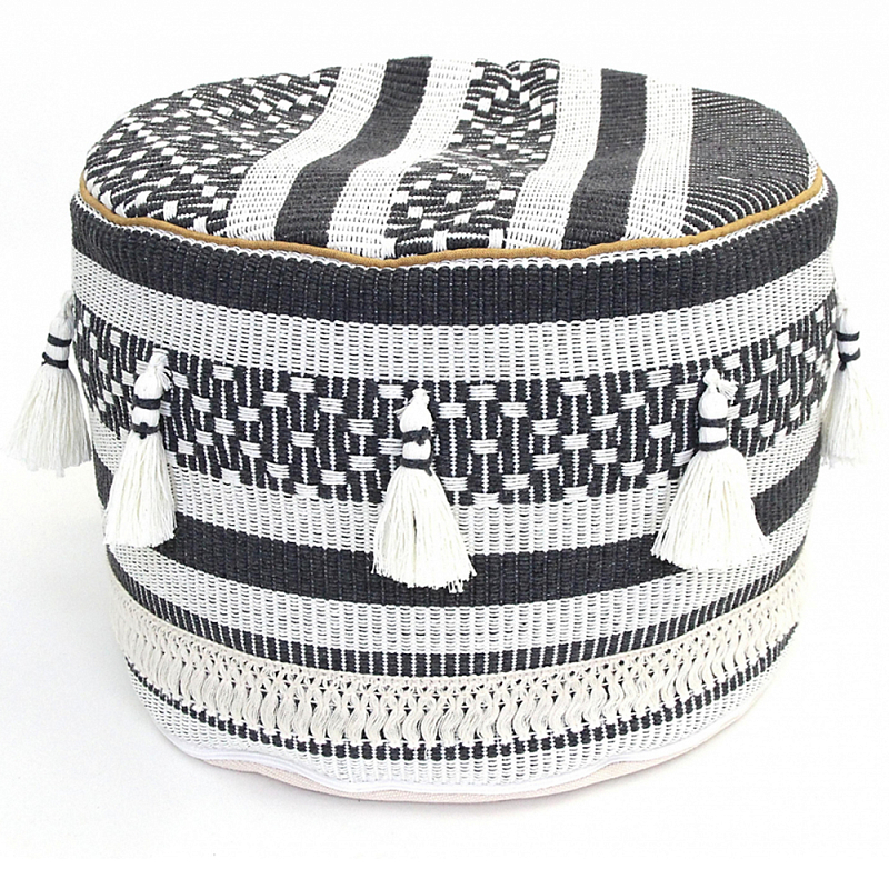Пуф Black and White Ornament Черный Белый Пуф Black and White Ornament Черный Белый в Грозном | Loft Concept