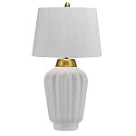 Настольная лампа с белым конусным абажуром и ребристым керамическим основанием Quintiesse варинант исполнения - 1 | Loft Concept в Грозном