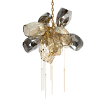 Люстра подвесная со стеклянными плафонами из дымчатого и золотистого с шестью вертикальными подвесками Gilded Mirage  варинант исполнения - 7 | Loft Concept в Грозном