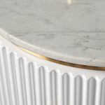 Тумбочка белая круглая с мраморной столешницей Thoroughbass варинант исполнения - 1 | Loft Concept в Грозном