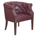 Кресло низкое из натуральной кожи на 4-х деревянных ножках из массива бука Chloe Leather Armchair vine варинант исполнения - 1 | Loft Concept в Грозном