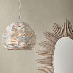 Подвесной светильник в форме купола с декором из круглых деревянных бусин White Wooden Beads Chandelier варинант исполнения - 4 | Loft Concept в Грозном