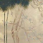 Обои ручная роспись Bamboo River Blossom Original colourway on Brushed Gold gilded paper варинант исполнения - 2 | Loft Concept в Грозном