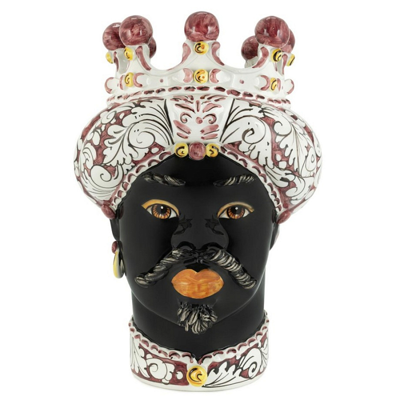 Ваза Vase Moro Man Ornate Bordeaux Черный Бордовый Белый Ваза Vase Moro Man Ornate Bordeaux Черный Бордовый Белый в Грозном | Loft Concept