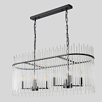 Люстра подвесная овальная со стеклянными прозрачными трубками и металлическим каркасом черного цвета Nembus варинант исполнения - 4 | Loft Concept в Грозном