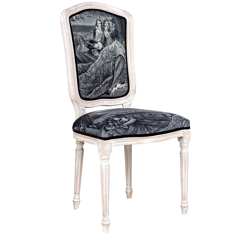 Стул Louvre Palace Stool Черно-белый Белый винтажная патина Стул Louvre Palace Stool Черно-белый Белый винтажная патина в Грозном | Loft Concept
