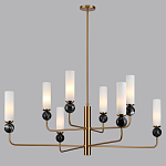 Люстра на штанге с 8-ю цилиндрическими матовыми плафонами и шарами из камня Orb Essence варинант исполнения - 6 | Loft Concept в Грозном