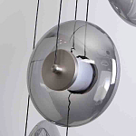 Люстра каскадная с 5-ю круглыми стеклянными плафонами дымчатого цвета и черными деталями Orbit Serenade варинант исполнения - 2 | Loft Concept в Грозном