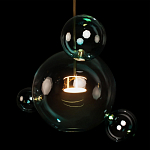 Подвесной светильник с прозрачными бирюзовыми стеклянными шарами и золотыми деталями Диаметр 43 Giopato & Coombes варинант исполнения - 6 | Loft Concept в Грозном