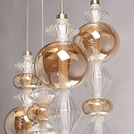 Люстра с плафонами из прозрачного и янтарного стекла в виде шаров и ромбов Gabriel Scott Luna варинант исполнения - 7 | Loft Concept в Грозном