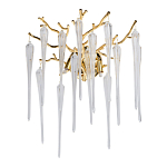 Бра золотого цвета с разветвленными ветвями и длинными прозрачными подвесками в форме стеклянных сосулек Droplet Chandelier варинант исполнения - 1 | Loft Concept в Грозном