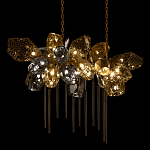 Люстра подвесная с 22-мя гранёными стеклянными плафонами с вертикальными подвесками Gilded Mirage  варинант исполнения - 4 | Loft Concept в Грозном