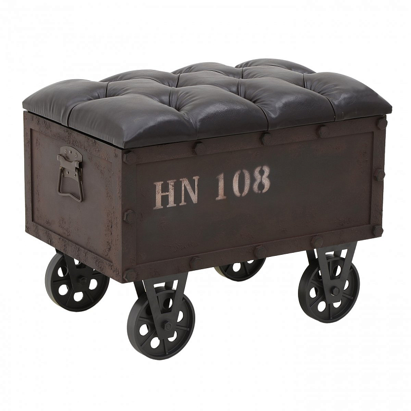 Пуф-бокс Loft Industrial Wheel Коричневый Черный Пуф-бокс Loft Industrial Wheel Коричневый Черный в Грозном | Loft Concept