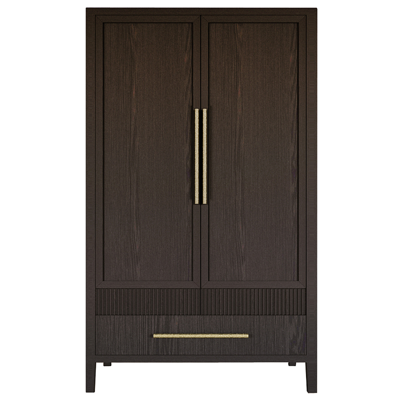 Шкаф платяной Primo с выдвижными ящиками шпон Темный орех Темный дуб Золотой в Грозном | Loft Concept 