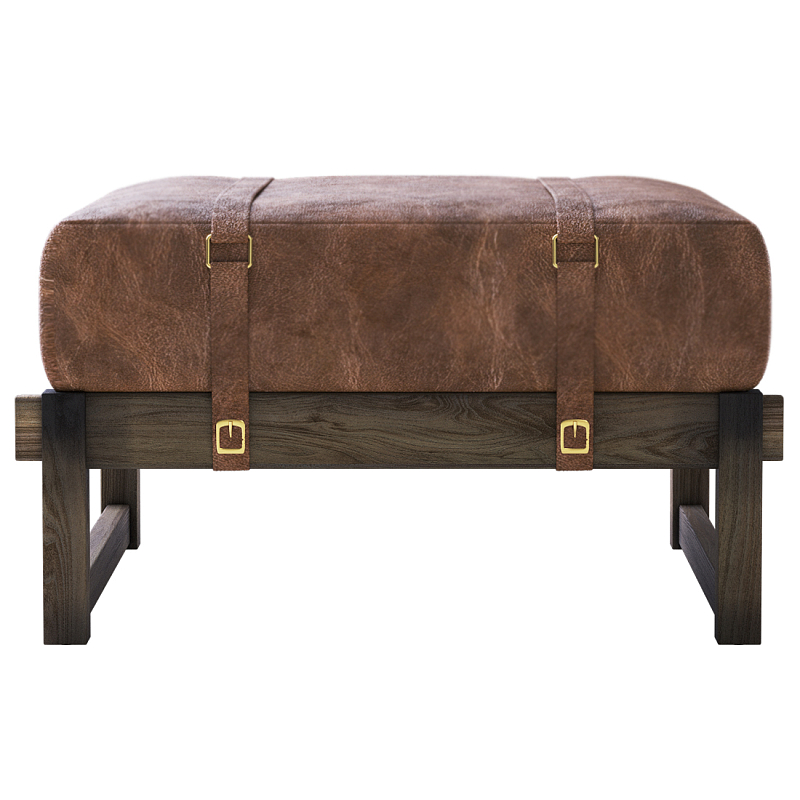 Пуф Duncan винтажная коричневая кожа  Коричневый винтаж в Грозном | Loft Concept 