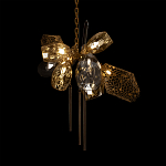 Люстра подвесная со стеклянными плафонами из дымчатого и золотистого с тремя вертикальными подвесками Gilded Mirage  варинант исполнения - 4 | Loft Concept в Грозном