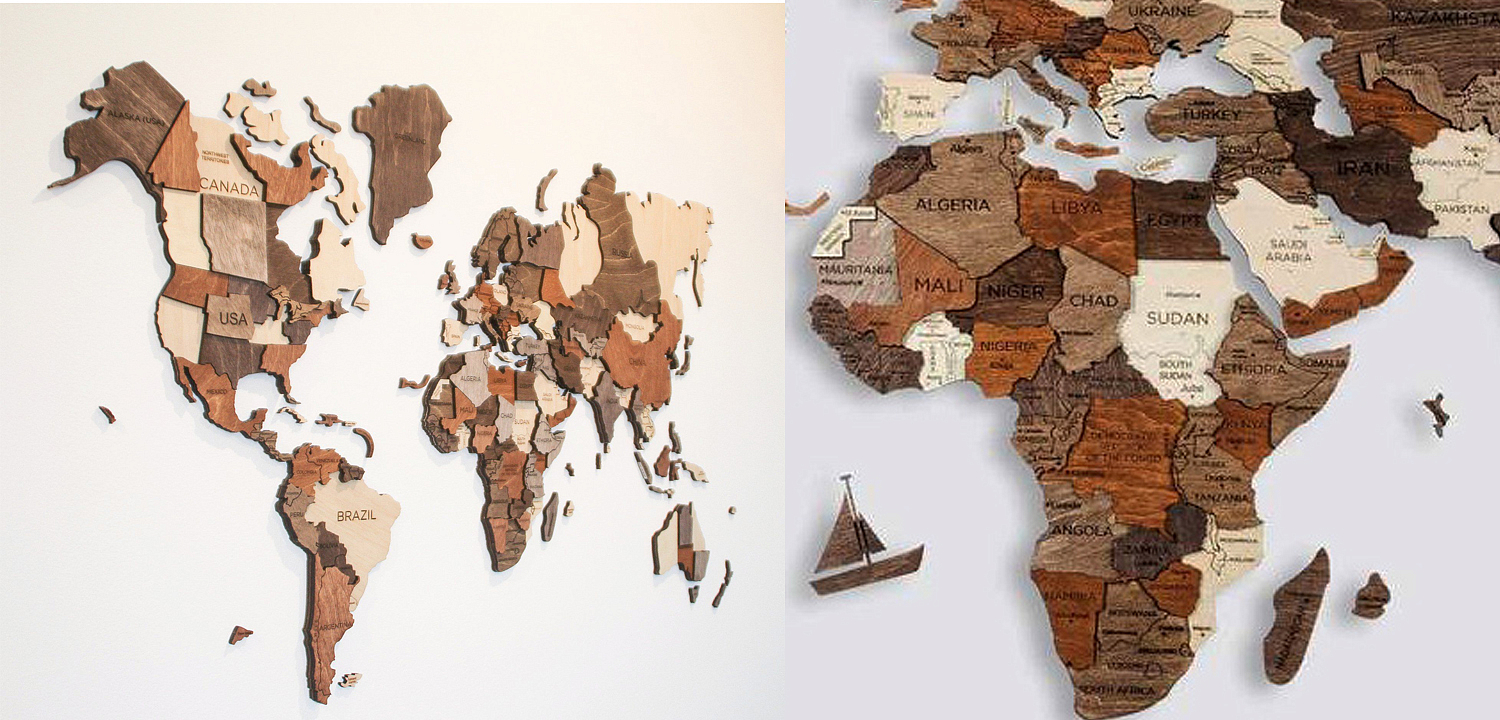 Аксессуар на стену Wooden World Map Аксессуар на стену Wooden World Map - Loft-Concept в Грозном