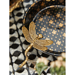 Блюдо черного цвета из фрафора на бронзовых ножках в виде стрекоз Eden Garden варинант исполнения - 5 | Loft Concept в Грозном