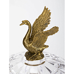 Конфетница из прозрачного рельефного стекла с ручками в виде стрекоз и фигуркой лебедя Eden Garden варинант исполнения - 3 | Loft Concept в Грозном