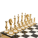 Шахматы из бронзы и натуральных камней Долерит и Мрамор с гравировкой Decorative Thematic Chess варинант исполнения - 2 | Loft Concept в Грозном