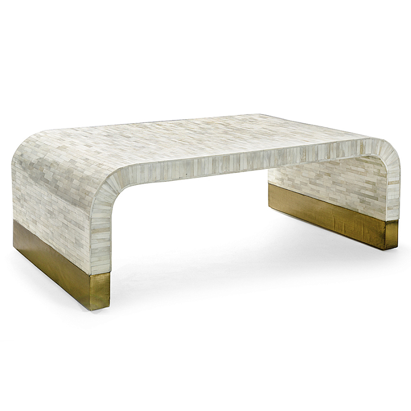 Стол журнальный Белый  BONE INLAY SIDE TABLE-Cream ivory ( слоновая кость ) Золотой в Грозном | Loft Concept 