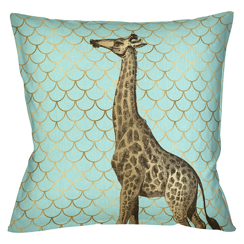 Подушка Safari light blue giraffe Бирюзовый Глянцевое золото Подушка Safari light blue giraffe Бирюзовый Глянцевое золото в Грозном | Loft Concept