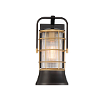 Настенный фонарь цилиндрической формы с рифленым стеклом в золотом каркасе на черном прямоугольном основании Eurofase варинант исполнения - 12 | Loft Concept в Грозном