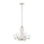 Люстра цвета никель с 6-ю рифлеными стеклянными плафонами и изогнутым каркасом Kichler варинант исполнения - 2 | Loft Concept в Грозном