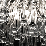 Люстра подвесная с прозрачными стеклянными подвесками в форме капель Диаметр 100 см Droplet Chandelier варинант исполнения - 20 | Loft Concept в Грозном