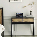 Дизайнерский письменный стол матово-чёрного цвета с 2-мя плетеными ящиками Glade Desk варинант исполнения - 2 | Loft Concept в Грозном