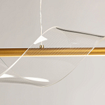 Люстра линейная золотистого цвета с двумя прозрачными волнистыми элементами Wave Line варинант исполнения - 9 | Loft Concept в Грозном