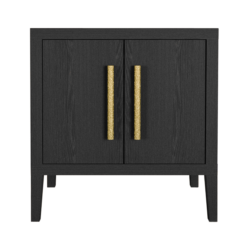 Тумбочка Primo с дверцами шпон Черный дуб Черный Золотой в Грозном | Loft Concept 