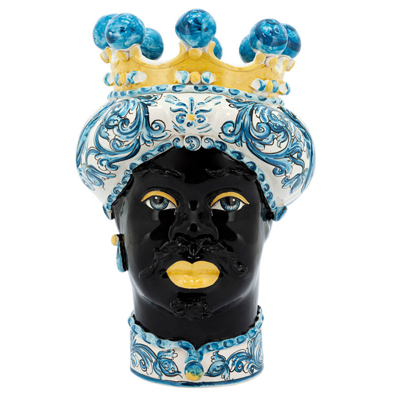 Ваза VASE MORO MAN ORNATE Blue and Yellow Синий Желтый Ваза VASE MORO MAN ORNATE Blue and Yellow Синий Желтый в Грозном | Loft Concept