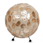 Настольная лампа из перламутра на металлическом каркасе Indonesian Circle варинант исполнения - 3 | Loft Concept в Грозном