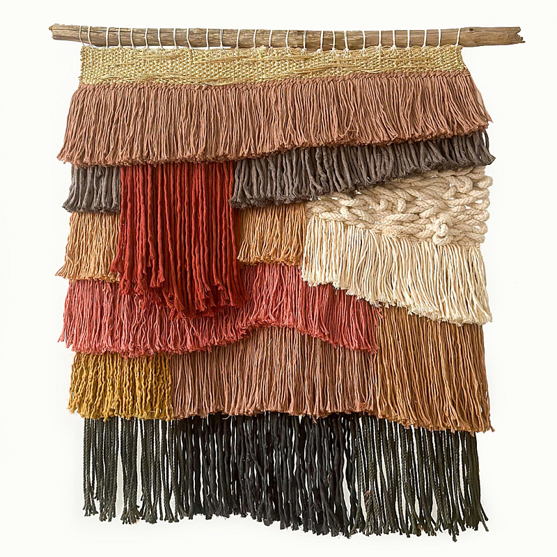 Текстильное Панно с бахромой Бежевый Терракотовый в Грозном | Loft Concept 
