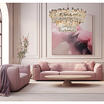 Люстра круглая с декоративными элементами в виде крупных хрустальных цветов Palace Gardens варинант исполнения - 6 | Loft Concept в Грозном