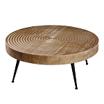 Журнальный столик с круглой фактурной столешницей из натурального дерева Vortex варинант исполнения - 1 | Loft Concept в Грозном