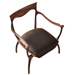 Стул деревянный с мягким сиденьем из коричневой натуральной кожи Moon Walnut Furniture варинант исполнения - 13 | Loft Concept в Грозном