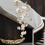 Люстра каскадная из белых цветов каллы и птичек Refined Taste of Light варинант исполнения - 2 | Loft Concept в Грозном