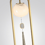 Торшер с шарообразным плафоном из белого стекла с подвеской из камня и длинной кисточкой Agatelle варинант исполнения - 4 | Loft Concept в Грозном