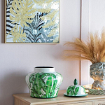 Ваза с зелёными листьями и крышкой Vase Green Leaves варинант исполнения - 4 | Loft Concept в Грозном