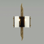 Бра с изогнутым плафоном на бронзовом основании с вертикальным декором из металлических трубок Sohne варинант исполнения - 3 | Loft Concept в Грозном