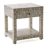 Тумбочка прикроватная Vancouver Bone Inlay Bedside Beige варинант исполнения - 1 | Loft Concept в Грозном