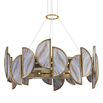 Люстра круглая с полукруглыми плафонами из искусственного алебастра в бронзовой оправе Marbella варинант исполнения - 1 | Loft Concept в Грозном