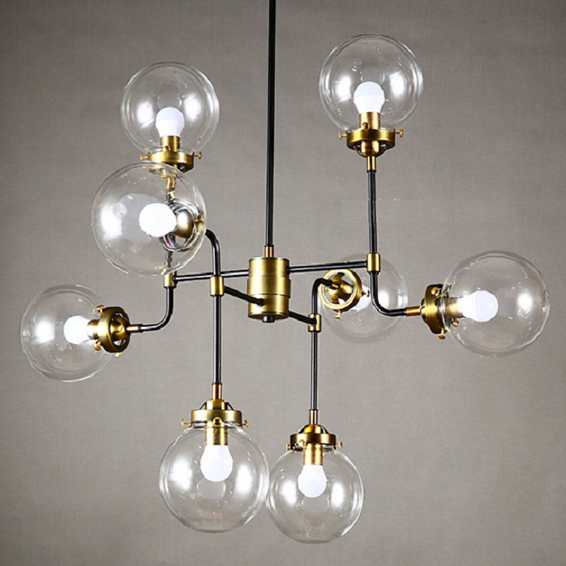 Люстра Бистро Globe Clear Glass Chandelier 8 Черный в Грозном | Loft Concept 