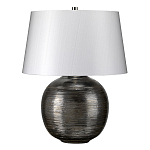 Настольная лампа с круглым фарфоровым основанием ручной работы с покрытием глазурью и белым абажуром из искусственного шелка Elstead Lighting варинант исполнения - 1 | Loft Concept в Грозном