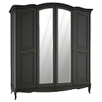 Шкаф черный четырехдверный из массива бука с зеркалами Black Provence варинант исполнения - 1 | Loft Concept в Грозном