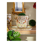 Кашпо с растительным и животным орнаментом на бронзовых ножках Turquoise Blooming Garden варинант исполнения - 5 | Loft Concept в Грозном