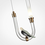 Подвесной светильник с декоративной фигуркой птицы на прозрачной изогнутой трубке Ganthea варинант исполнения - 5 | Loft Concept в Грозном