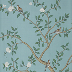 Обои ручная роспись Gustavian Garden Special Colourway on Duck Egg dyed silk варинант исполнения - 1 | Loft Concept в Грозном